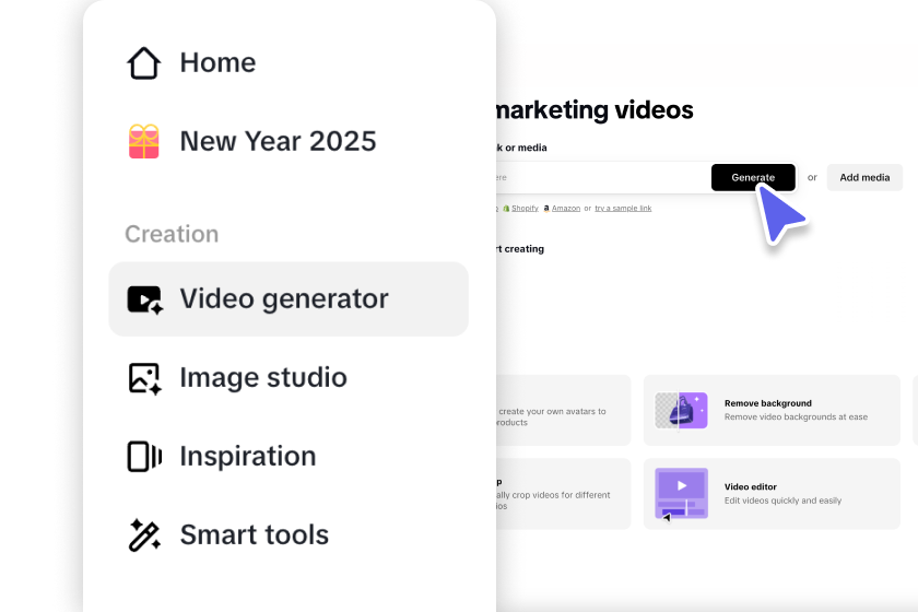 Registrieren Sie sich und greifen Sie auf den Video-Generator zu.